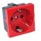 Розетка с з/к, со шторками  (красный) LK45 (851107)