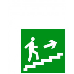 Пленка фотолюм Jessup Е15  Направление к эвакуационному выходу по лестнице вверх  (правосторонний)