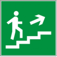 Пластик (Е-15)  аправление к эвакуационному выходу по лестнице вверх (направо)