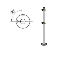 Стойка ограждения с 2-я полупетлями Г-образн. (2 муфты слева, под повор-е створку и секцию) (Praktika)