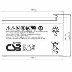 GP12120 F2 CSB Аккумулятор