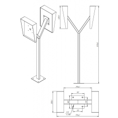 Стойка для считывателя Аякс 170х180 мм, оранжевая, Базовая, прямая