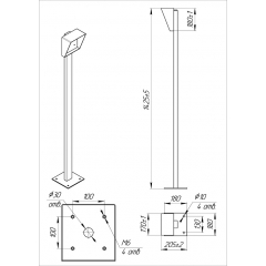 Стойка для считывателя Аякс 150х250 мм, Базовая, наклонная, Труба 60х60