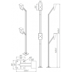 Стойка для считывателя Двухуровневая АЯКС 170х180, базовая, усиленная, Труба 60х60