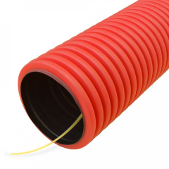 Труба гофрированная двустенная ПНД гибкая тип 750 (SN8) с/з красная d200 мм (35м/70м уп/пал) Промрукав