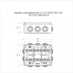 Коробка огнестойкая для о/п 40-0320-FR2.5-28 Е15-Е120 RAL9005 200х150х75 (5 шт/кор) Промрукав