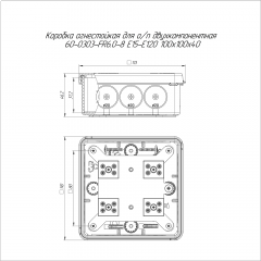 Коробка огнестойкая для о/п двухкомпонентная 60-0303-FR6.0-8 Е15-Е120 RAL9005 100х100х40 (16 шт/кор) Промрукав