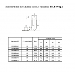 Наконечник медный луженый 90 градусов (ТМЛ) 10-6-5 (100 шт/уп) Промрукав