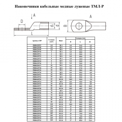 Наконечник медный луженый (ТМЛ-Р) 120-10 (25 шт/уп) Промрукав