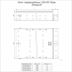 Лоток перфорированный Профи INOX (AISI 304) 300х100х6000 (2,0 мм) (12 м/уп) Промрукав