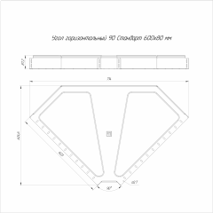 Угол горизонтальный 90 градусов Стандарт INOX (AISI 316) 600х80 (0,8 мм) Промрукав