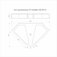 Угол горизонтальный 90 градусов Стандарт INOX (AISI 316) 500х100 (0,8 мм) Промрукав