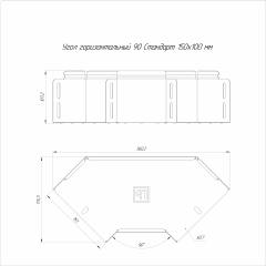 Угол горизонтальный 90 градусов Стандарт INOX (AISI 316) 150х100 (0,7 мм) Промрукав