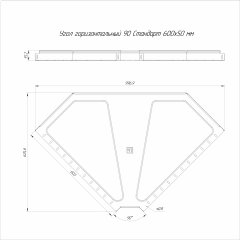 Угол горизонтальный 90 градусов Стандарт INOX (AISI 304) 600х100 (0,8 мм) Промрукав