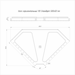 Угол горизонтальный 90 градусов Стандарт INOX (AISI 304) 500х50 (0,8 мм) Промрукав