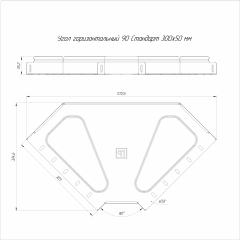 Угол горизонтальный 90 градусов Стандарт INOX (AISI 304) 300х50 (0,8 мм) Промрукав