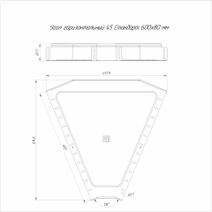 Угол горизонтальный 45 градусов Стандарт INOX (AISI 316) 600х80 (0,8 мм) Промрукав