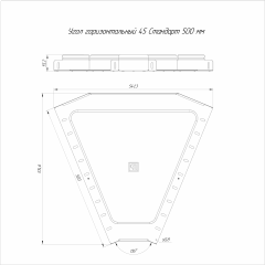 Угол горизонтальный 45 градусов Стандарт INOX (AISI 316) 500х50 (0,8 мм) Промрукав