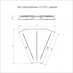 Угол горизонтальный 45 градусов Стандарт INOX (AISI 304) 500х50 (0,8 мм) Промрукав