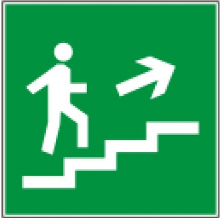 Пластик (Е-15)  аправление к эвакуационному выходу по лестнице вверх (направо)