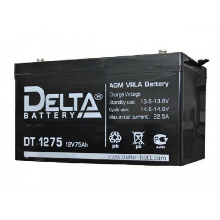 Аккумулятор 12 В, 75 Ач DT 1275 Delta