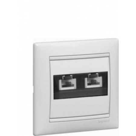 Розетка 2xRJ11 (бел)  (Распродажа. На складе 29 шт.)