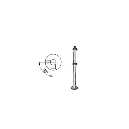 Стойка ограждения с 2-мя полупетлями L-образн.(2 муфты справа, под повор-ю створку и секцию) (Praktika)
