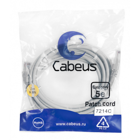 Cabeus PC-UTP-RJ45-Cat.5e-3m