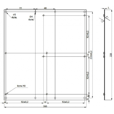 Пластина для устан-ки 4-х отражат. к ИПДЛ-Д-I/4P (Распродажа. На складе 7 шт.)
