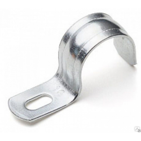 Скоба оцинкованная с одним отверстием, для трубы D25 мм.(43725)