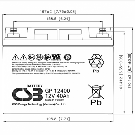 GP12400 I CSB Аккумулятор