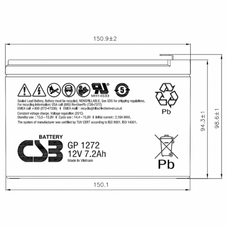 GP1272 F2 (12V28W) CSB Аккумулятор