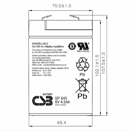 GP645 CSB Аккумулятор