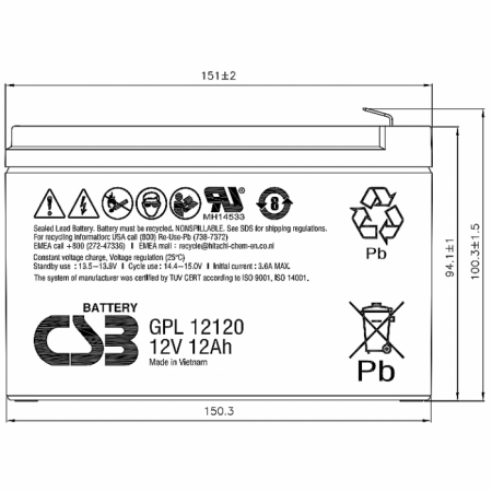 GPL12120 F2 CSB Аккумулятор