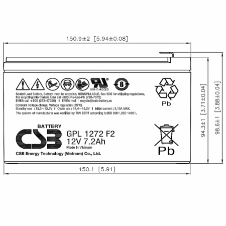 GPL1272 F2 FR CSB Аккумулятор