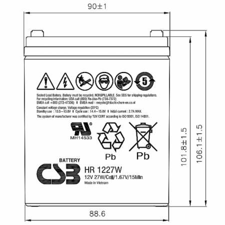 HR1227W F2 CSB Аккумулятор
