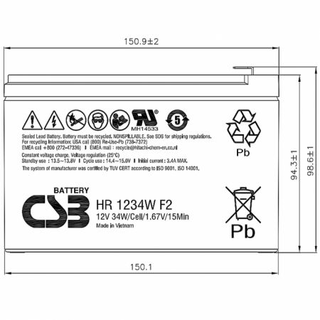 HR1234W F2 CSB Аккумулятор