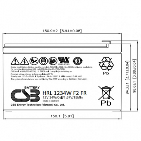 HRL1234W F2 FR CSB Аккумулятор