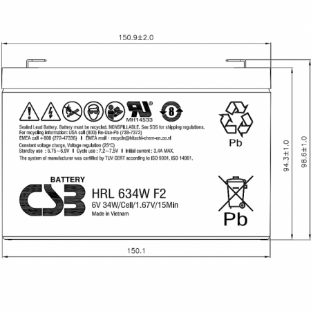 HRL634W F2 FR CSB Аккумулятор