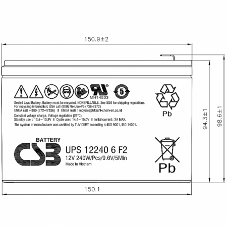 UPS122406 F2 CSB Аккумулятор