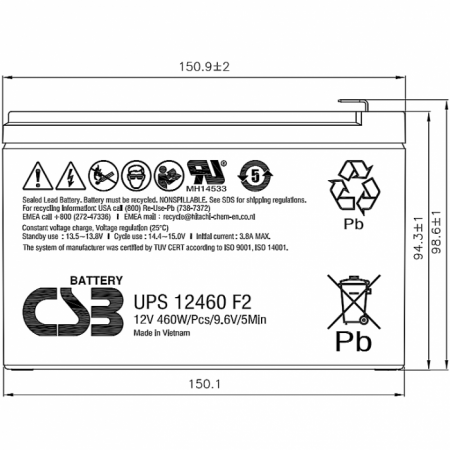 UPS12460 F2 CSB Аккумулятор