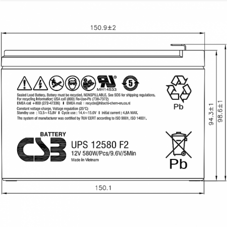UPS12580 F2 CSB Аккумулятор