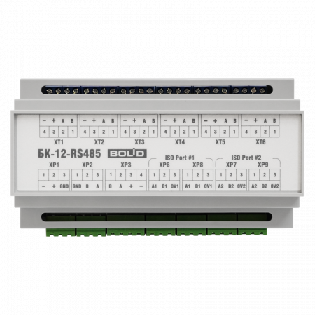 БК-24-RS485-01 - Блок коммутации для установки в шкафы, боксы. Две внешних линии RS485 и одна внутренняя. Питание 24 В.
