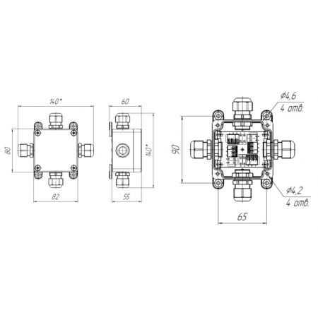 Разветвитель (сплиттер) интерфейсов CAN /DMX512 /M-Bus /Modbus RTU РИ-4 АЯКС