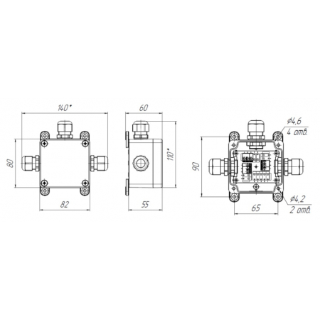 Разветвитель (сплиттер) интерфейсов CAN /DMX512 /M-Bus /Modbus RTU РИ-4 АЯКС