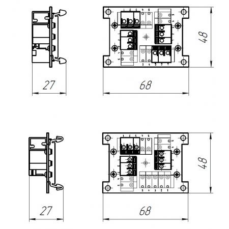 Разветвитель (сплиттер) интерфейсов CAN/ DMX512 /M-Bus /Modbus RTU РИ-4 DIN АЯКС