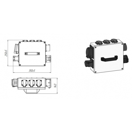 Переносной распределитель напряжения 380 В - 220 В ПРН АЯКС (А) 16 А IP44 Универсал 3 м