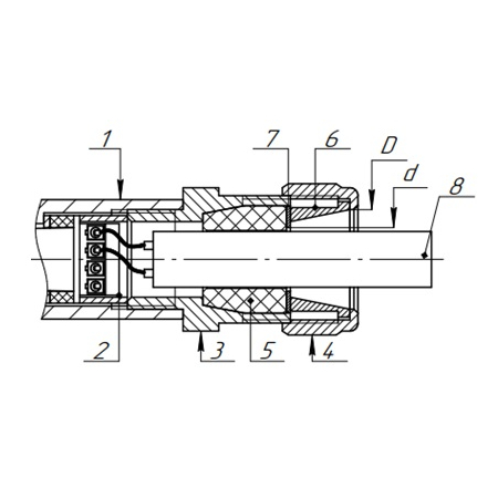 Извещатели охранные точечные магнитоконтактные взрывозащищённыеЕх ИО102 Al исп.250 FRHF с магнитом М-100, с постоянно присоединенным кабелем в металлорукаве FRHF маркировка 1Ex db IIC T6...Т5  Gb Х