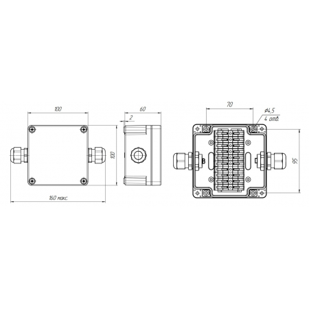 Коробка распределительная наружная герметичная КРН-12-Т Wago IP68 110х110х60 АЯКС