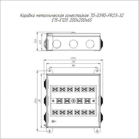 Коробка металлическая огнестойкая 70-0390-FR2.5-32 E15-E120 RAL2003 200x200x65 (4 шт/кор) Промрукав